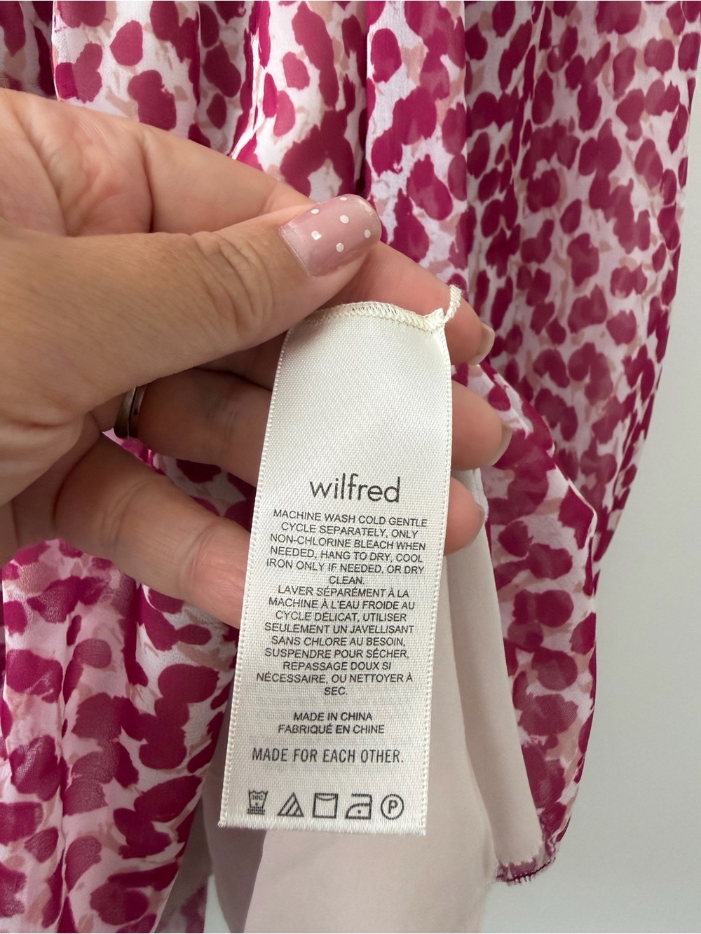 Aritzia Wilfred Tempest Long Sleeve Mini Dress Magenta Pink & White Sz M - Picture 9 of 16